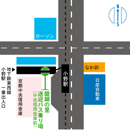 醍醐の里送迎バス小野駅停留所地図